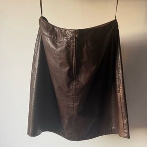 Ellen Tracy Genuine Leather Skirt | Brown | Size 8 | Vintage Classic